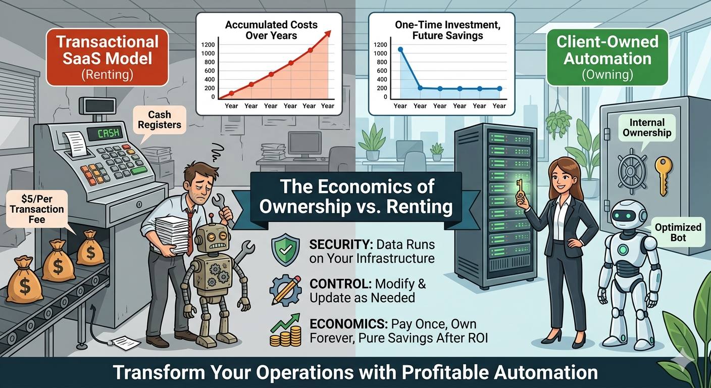 a comparison of an expensive old clunky robot to a new and more efficient robot