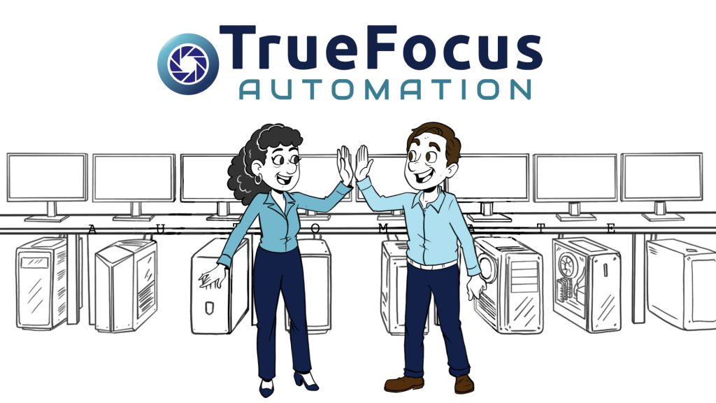 2 people giving a high five in an office