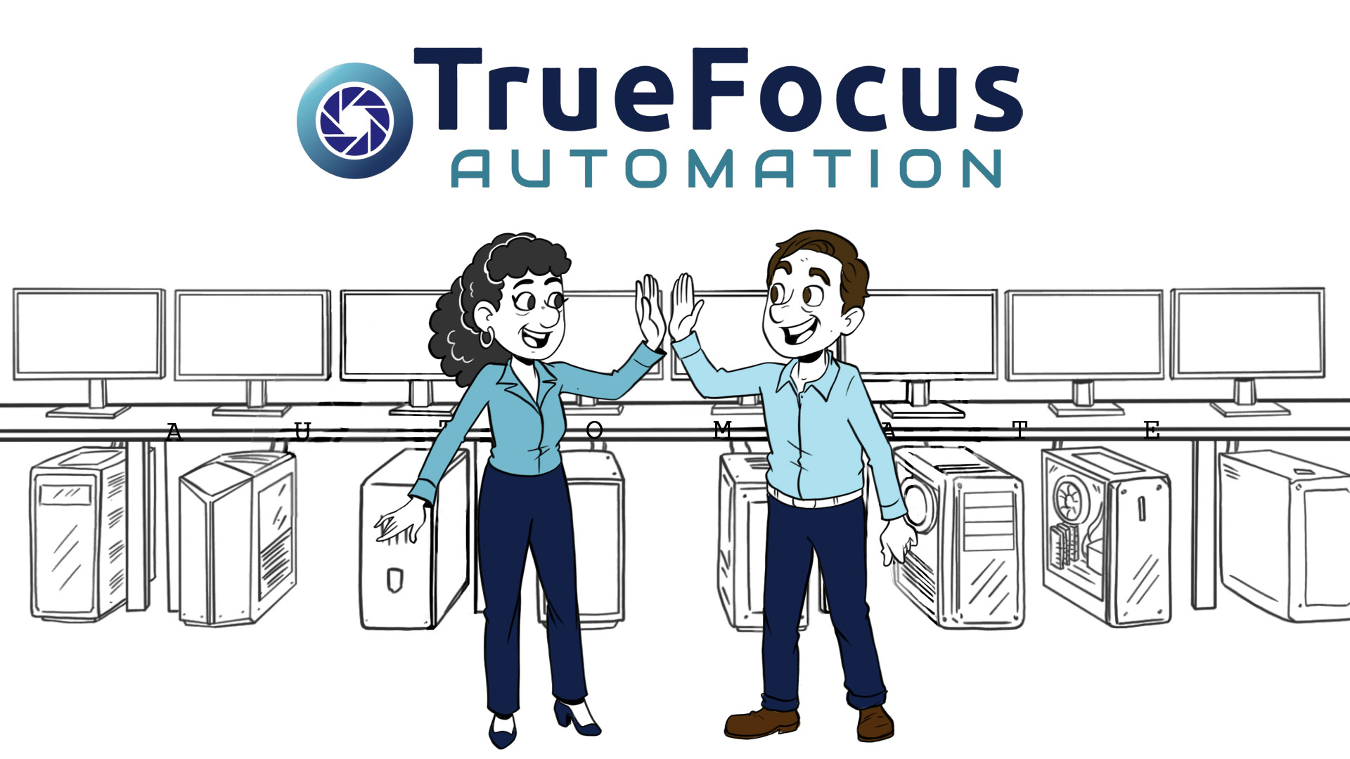 2 people giving a high five in an office