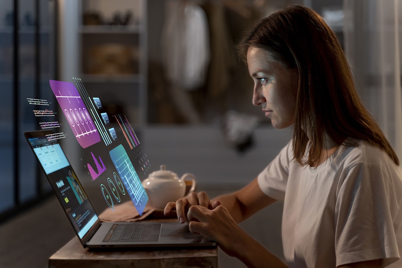 lady working on a computer reviewing data