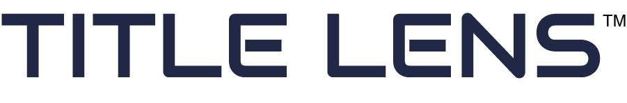 Dark blue logo featuring the text TITLE LENS with a trademark symbol.